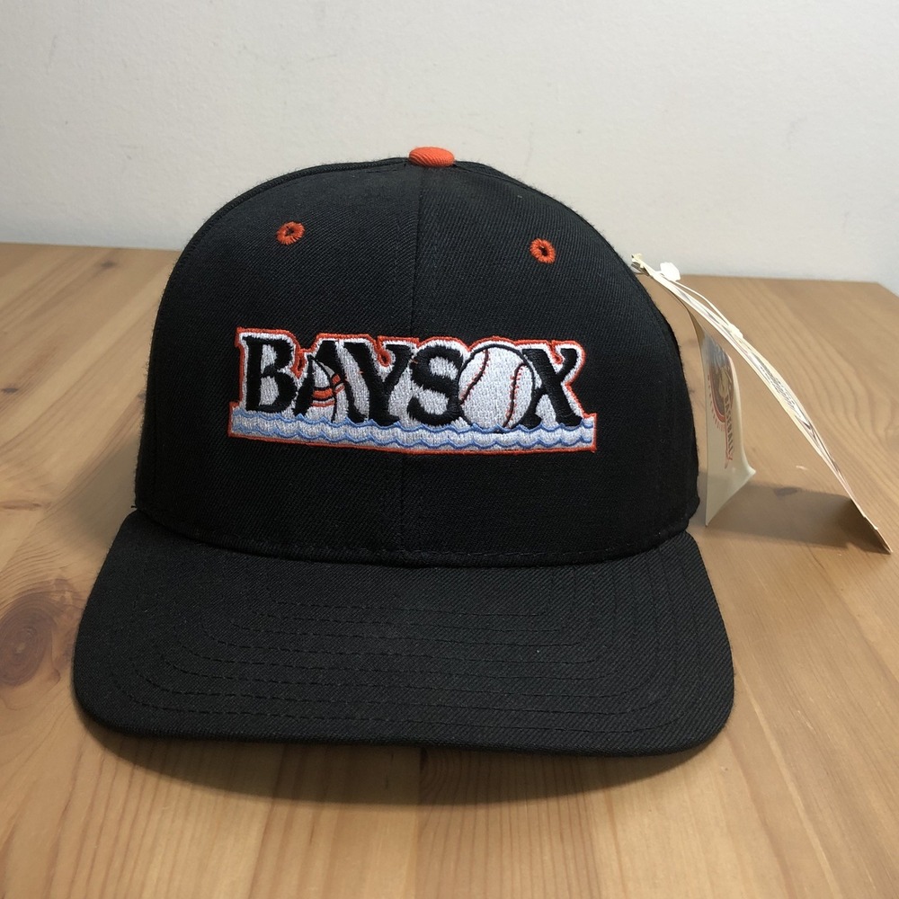 Vintage Bowie Baysox DeLONG Genuine Merchandise Baseball Hat Sz M-L Black Orange